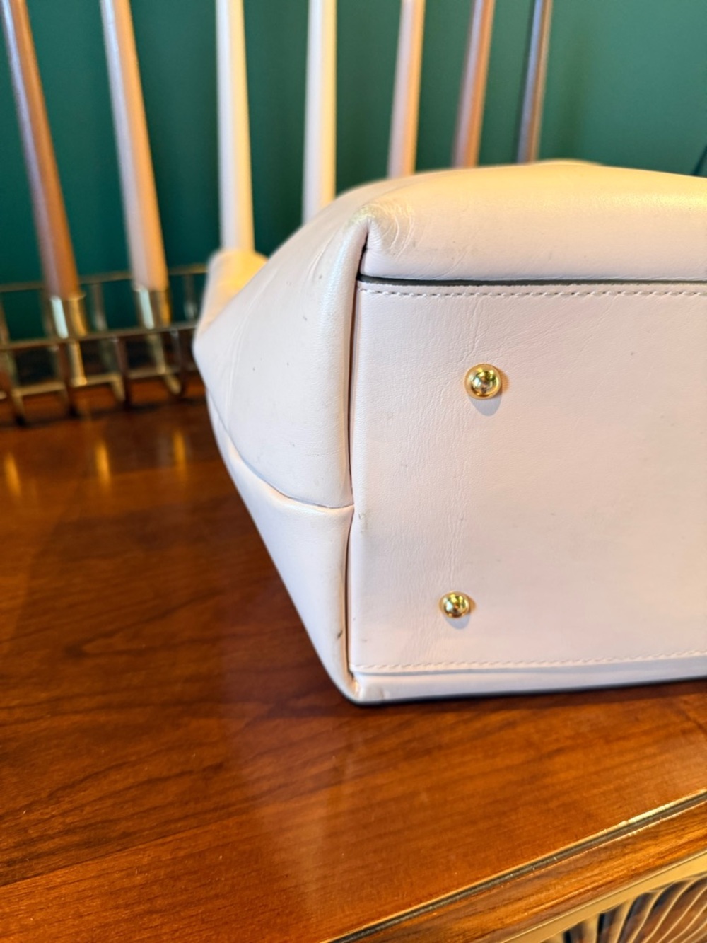 Dooney & Bourke Light Pink City Barlow Leather Tote with Tan Handles - Picture 5 of 8